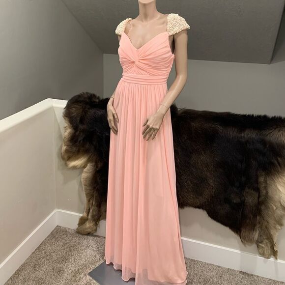 Lovely Twist Fold, Beaded Cap Sleeve & Pleated Tulle Party Dress - Picture 4 of 11